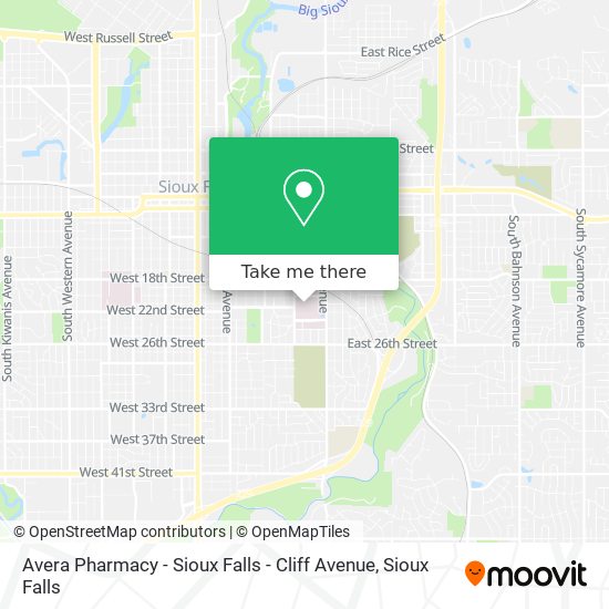 Avera Pharmacy - Sioux Falls - Cliff Avenue map
