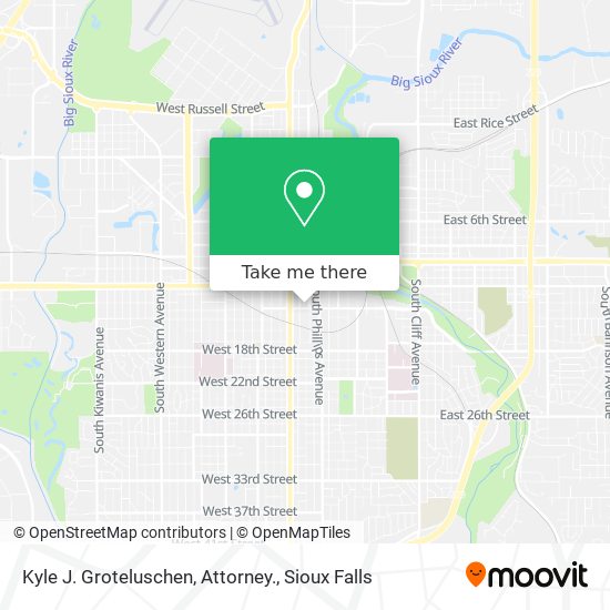 Mapa de Kyle J. Groteluschen, Attorney.