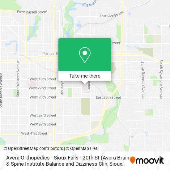 Avera Orthopedics - Sioux Falls - 20th St map