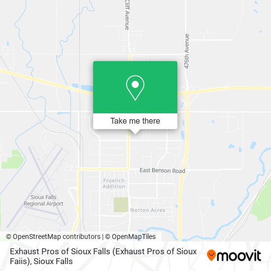 Exhaust Pros of Sioux Falls map