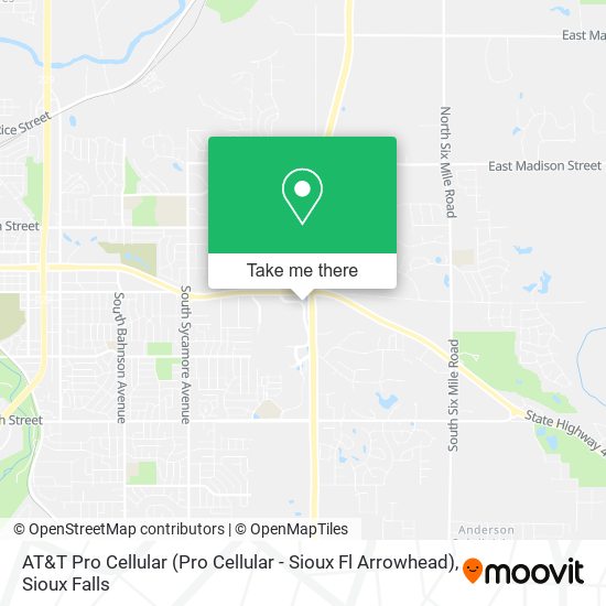 AT&T Pro Cellular (Pro Cellular - Sioux Fl Arrowhead) map