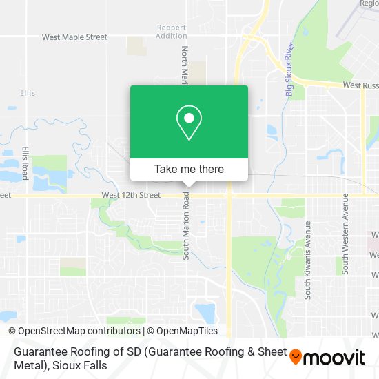 Guarantee Roofing of SD (Guarantee Roofing & Sheet Metal) map