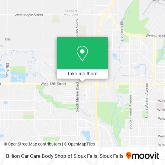 Billion Car Care Body Shop of Sioux Falls map