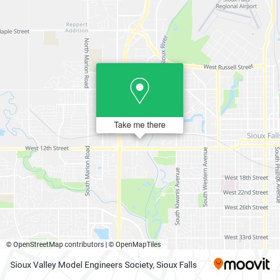 Mapa de Sioux Valley Model Engineers Society