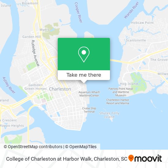 Mapa de College of Charleston at Harbor Walk