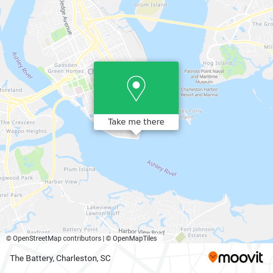 How to get to The Battery in Charleston Central by Bus?