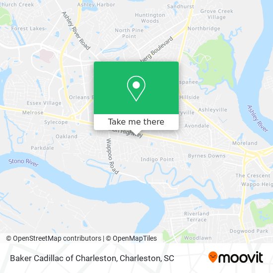 Baker Cadillac of Charleston map