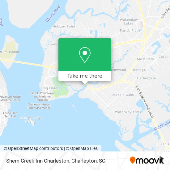 Shem Creek Inn Charleston map