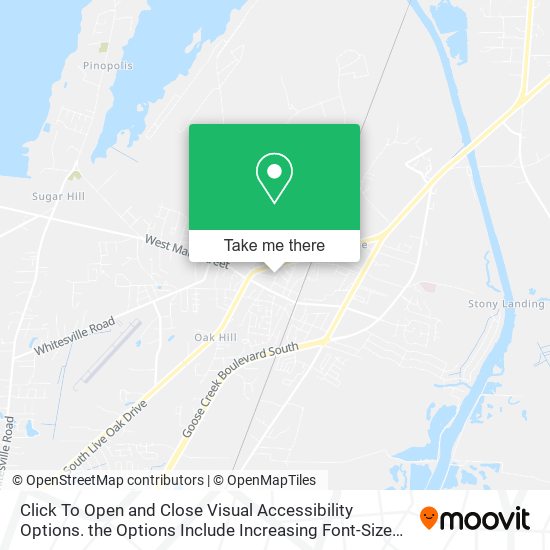 Mapa de Click To Open and Close Visual Accessibility Options. the Options Include Increasing Font-Size and