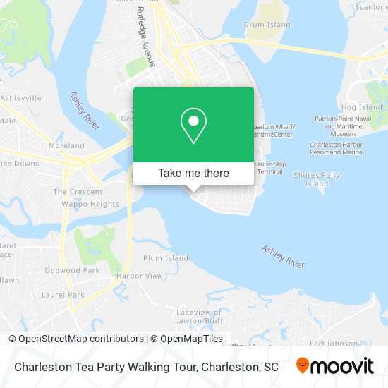 Mapa de Charleston Tea Party Walking Tour