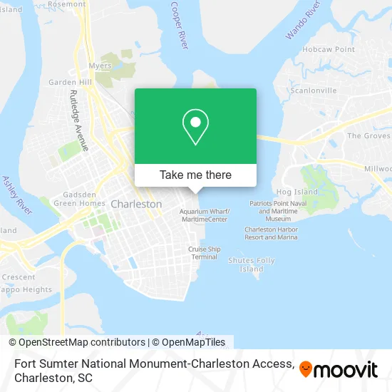 Fort Sumter National Monument-Charleston Access map