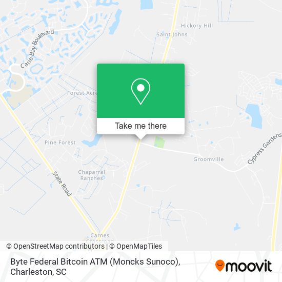 Mapa de Byte Federal Bitcoin ATM (Moncks Sunoco)
