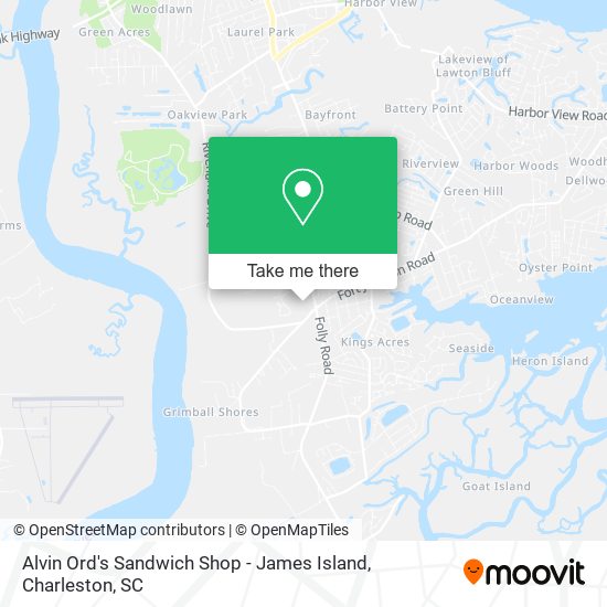 Alvin Ord's Sandwich Shop - James Island map