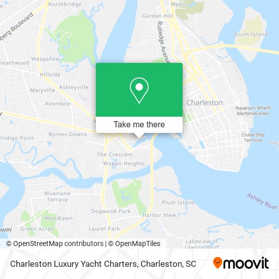 Mapa de Charleston Luxury Yacht Charters