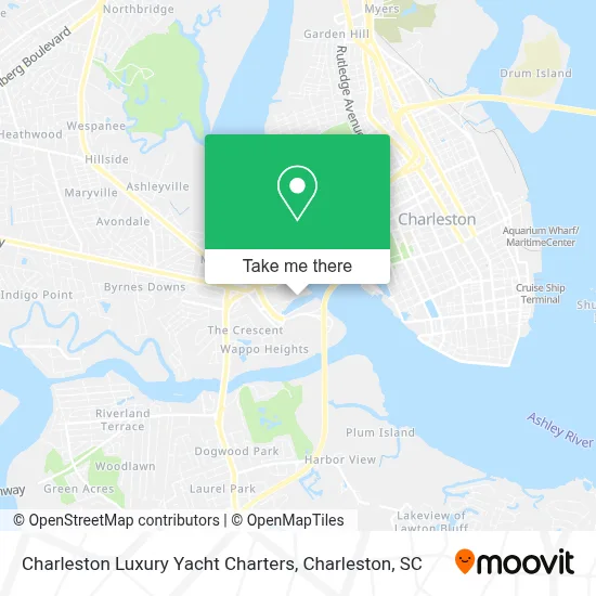 Charleston Luxury Yacht Charters map