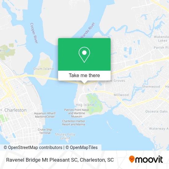 Ravenel Bridge Mt Pleasant SC map