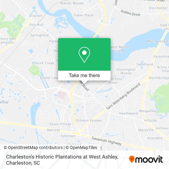 Mapa de Charleston's Historic Plantations at West Ashley
