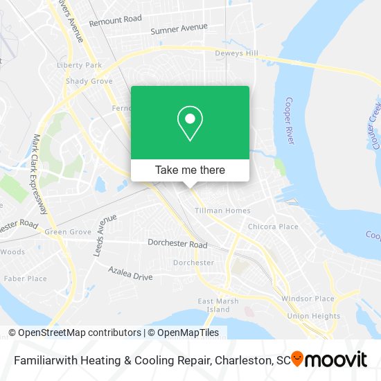 Mapa de Familiarwith Heating & Cooling Repair
