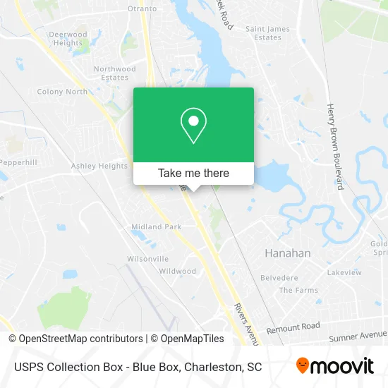 Mapa de USPS Collection Box - Blue Box