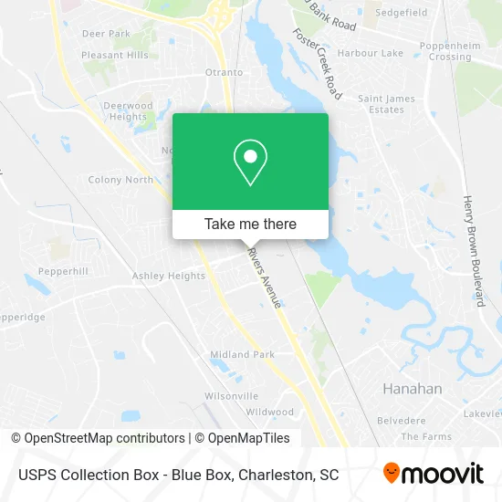 Mapa de USPS Collection Box - Blue Box