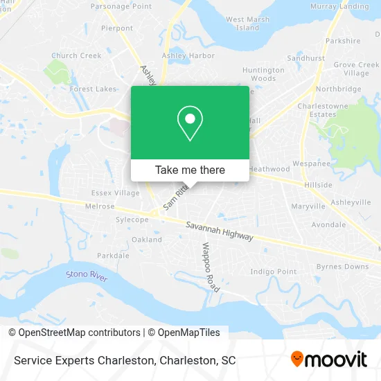 Service Experts Charleston map