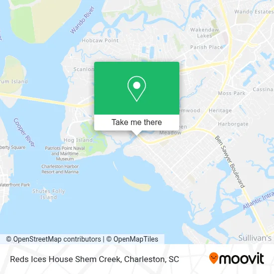 Reds Ices House Shem Creek map
