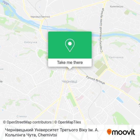 Карта Чернівецький Університет Третього Віку Ім. А. Кольпінга Чутв