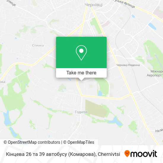 Карта Кінцева 26 та 39 автобусу (Комарова)