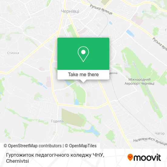 Карта Гуртожиток педагогічного коледжу ЧНУ