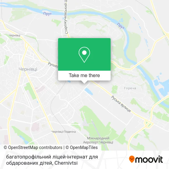 Карта багатопрофільний ліцей-інтернат для обдарованих дітей