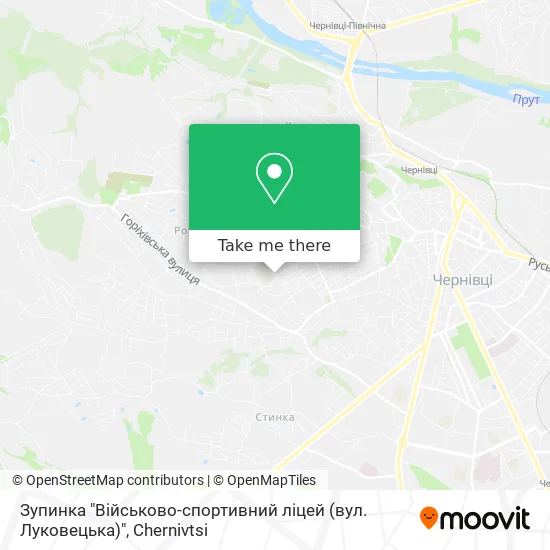 Зупинка "Військово-спортивний ліцей (вул. Луковецька)" map