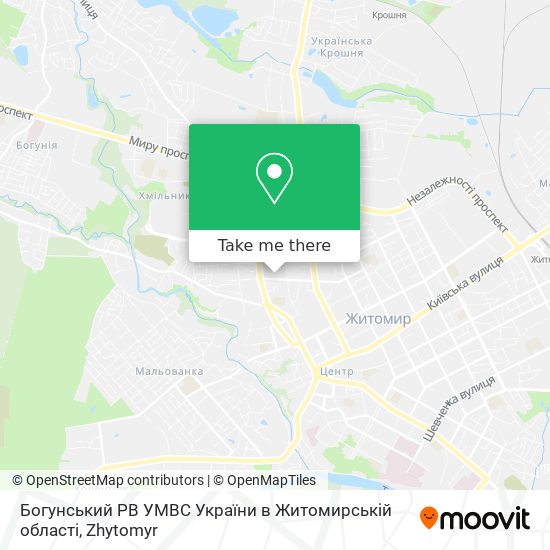 Богунський РВ УМВС України в Житомирській області map