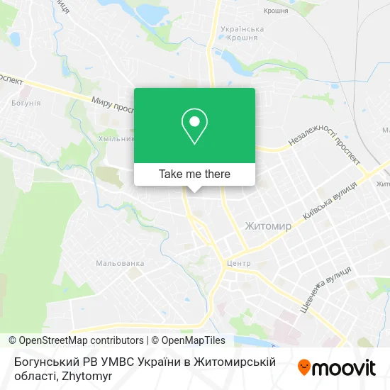 Карта Богунський РВ УМВС України в Житомирській області