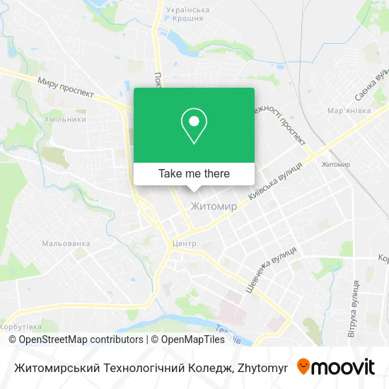 Карта Житомирський Технологічний Коледж
