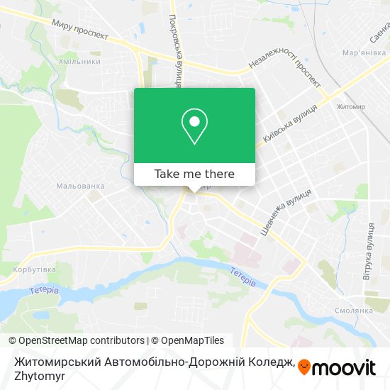 Житомирський Автомобільно-Дорожній Коледж map