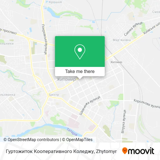 Карта Гуртожиток Кооперативного Коледжу