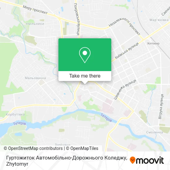 Карта Гуртожиток Автомобільно-Дорожнього Коледжу