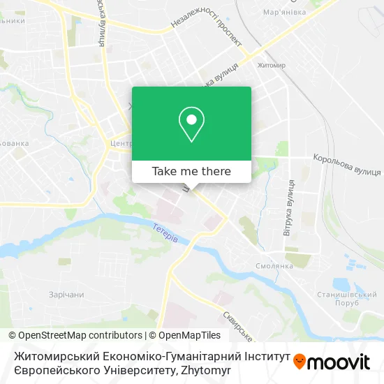 Карта Житомирський Економіко-Гуманітарний Інститут Європейського Університету