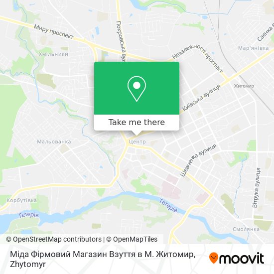 Міда Фірмовий Магазин Взуття в М. Житомир map