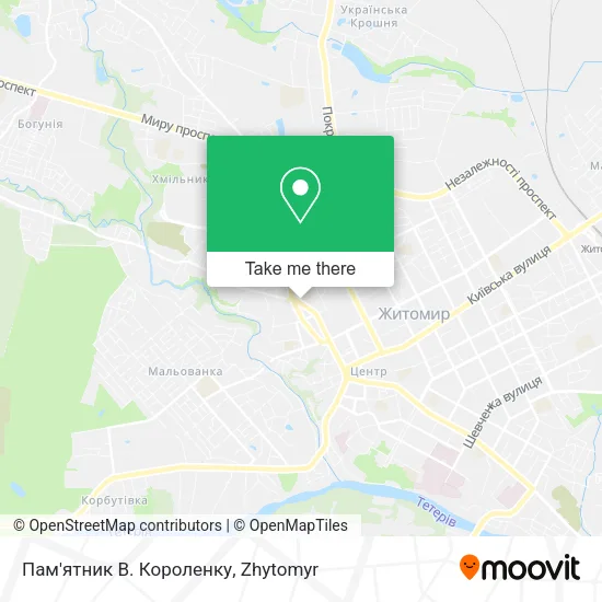 Карта Пам'ятник В. Короленку