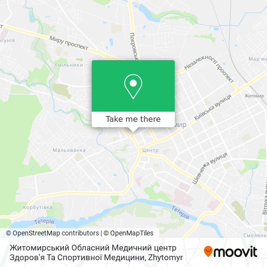 Житомирський Обласний Медичний центр Здоров'я Та Спортивної Медицини map