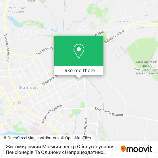 Карта Житомирський Міський центр Обслуговування Пенсіонерів Та Одиноких Непрацездатних Громадян