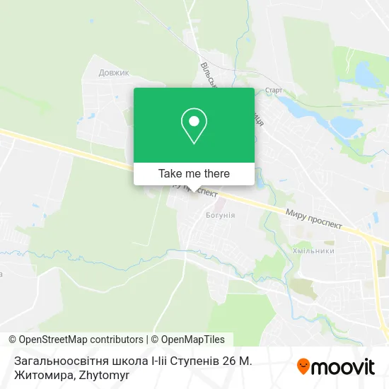 Карта Загальноосвітня школа І-Ііі Ступенів 26 М. Житомира