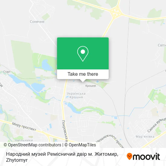 Карта Народний музей Ремісничий двір м. Житомир