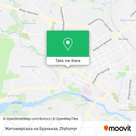 Житомирська на Бруньках map