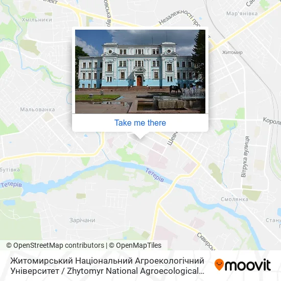 Карта Житомирський Національний Агроекологічний Університет / Zhytomyr National Agroecological University