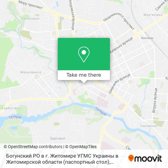 Богунский РО в г.  Житомире УГМС Украины в Житомирской области (паспортный стол) map