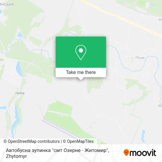 Карта Автобусна зупинка "смт Озерне - Житомир"