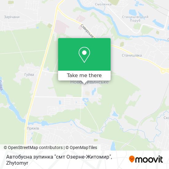 Карта Автобусна зупинка "смт Озерне-Житомир"