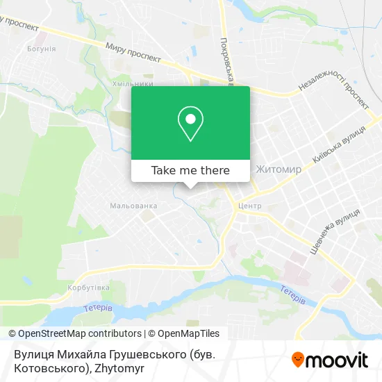 Карта Вулиця Михайла Грушевського (був. Котовського)